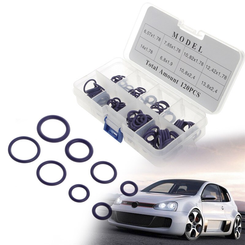 120PCS HNBR ڵ   Ŵ  ͼ O    Ʈ/120Pcs HNBR Car Van Air Conditioning Rubber Washer O Ring Seal Assortment Set